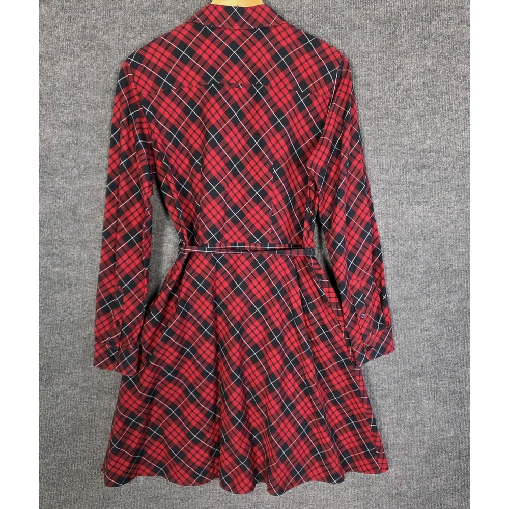 Brooks Brothers Plaid Shirt Dress 8 Red Black Tartan Preppy Academia Midi - Picture 3 of 9